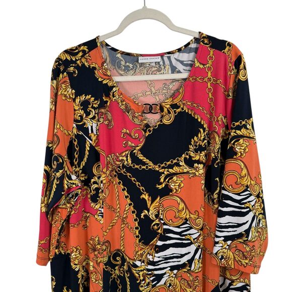 Susan Graver Chain Equestrian Liquid Knit Midi Dress Office Work Womens Plus 2x - Picture 2 of 6